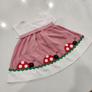 Vintage‎ Class Club Baby Size 18 Months Red White Picnic Summer Ladybug Dress